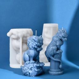 Molde De Silicone De Besta Mítrica Chinesa, Vela Do Pilar Do Dragão 3D, Molde De Gesso, Besta Espiritual, Molde De Artesanato De Sabão De Cimento - Image 3