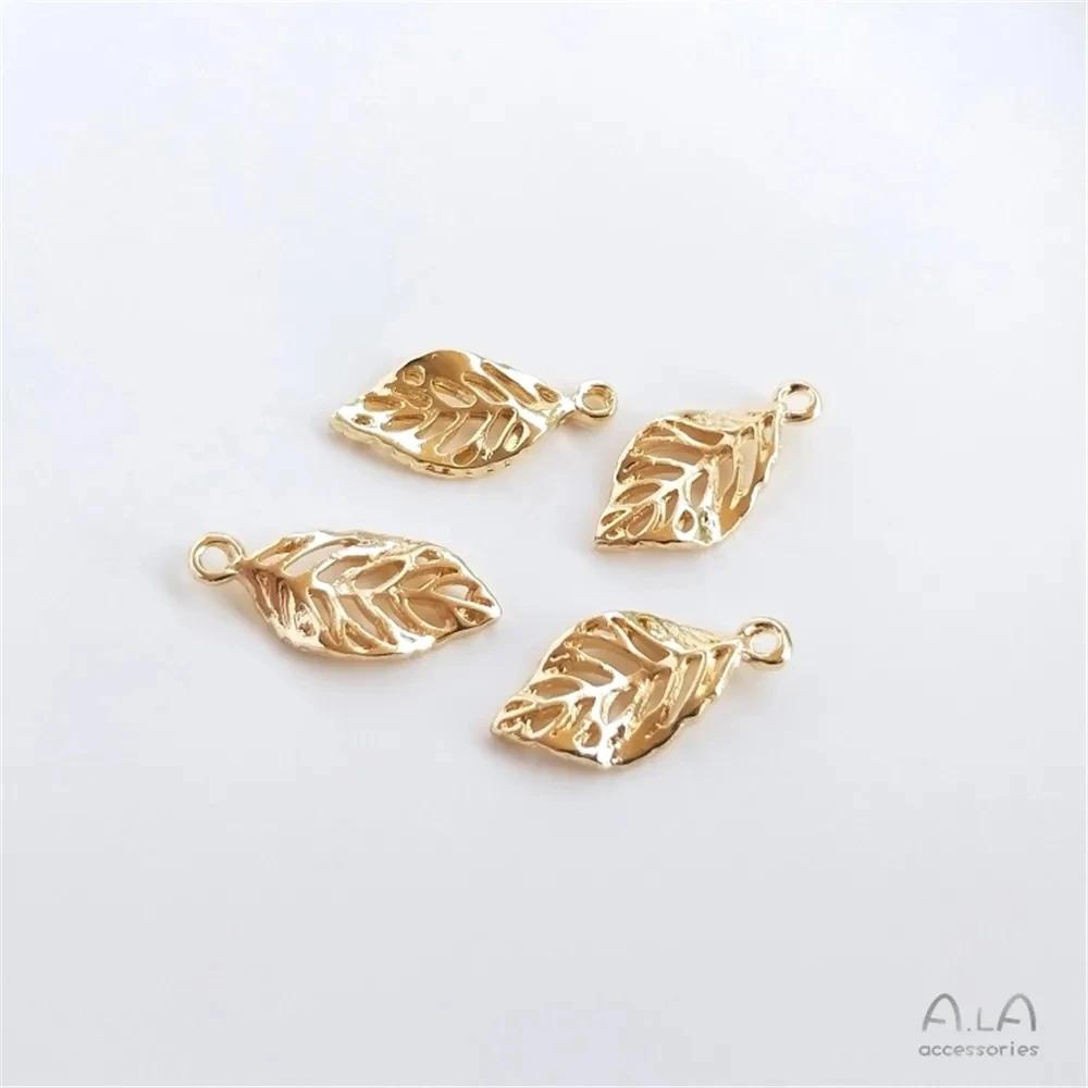 14K Gold Plated Acessórios oco tridimensional folha pingente diy artesanal pulseira cabeça ornamentos pingente eardrop - Image 1