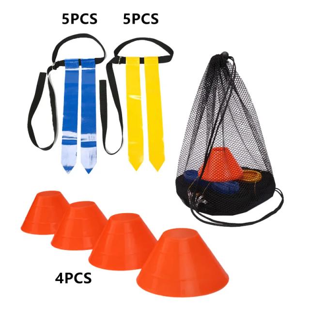 Cinto Ajustável de Fivela para Treinamento de Futebol Americano e Rugby com Bandeira, Acompanhado de Cintura Strap Set e Cones de Treinamento