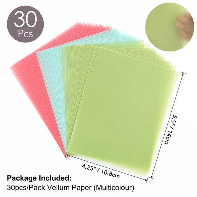 Papel de Velino Liso Fosco Colorido para Artesanato - Resistente ao Calor, 4.25x5.5 Polegadas, Perolado Ouro/Prata, Transparente e Prático