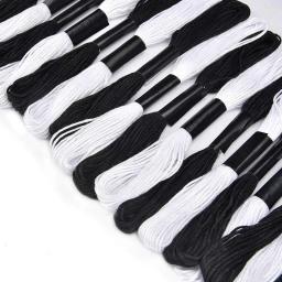 Linha Bordada Ponto Cruz, Artesanato Caseiro DIY, Acessórios De Costura, 12 Branco e 12 Fio Bordado Preto - Image 1