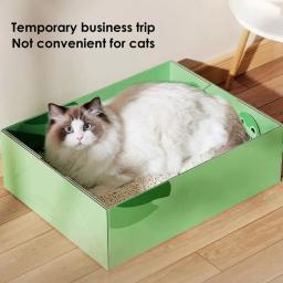 Caixa De Lixo De Gato De Papel Descartável Caixa De Papelão Leve Dobrável Revestimento Impermeável Seguro Para Viagens, Piquenique Em Casa - Image 2