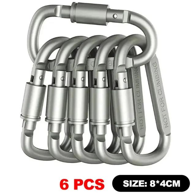Mosquetão Clipe D-Ring Alumínio Resistente Kit 4/6 Peças