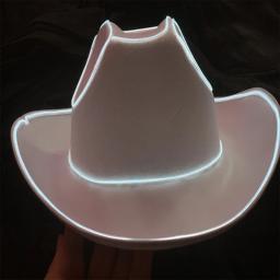 Luz incrível led chapéu de cowboy piscando el fio chapéu led piscando luzes blinky chapéu cowgirl led chapéu de noiva natal casamento - Image 4