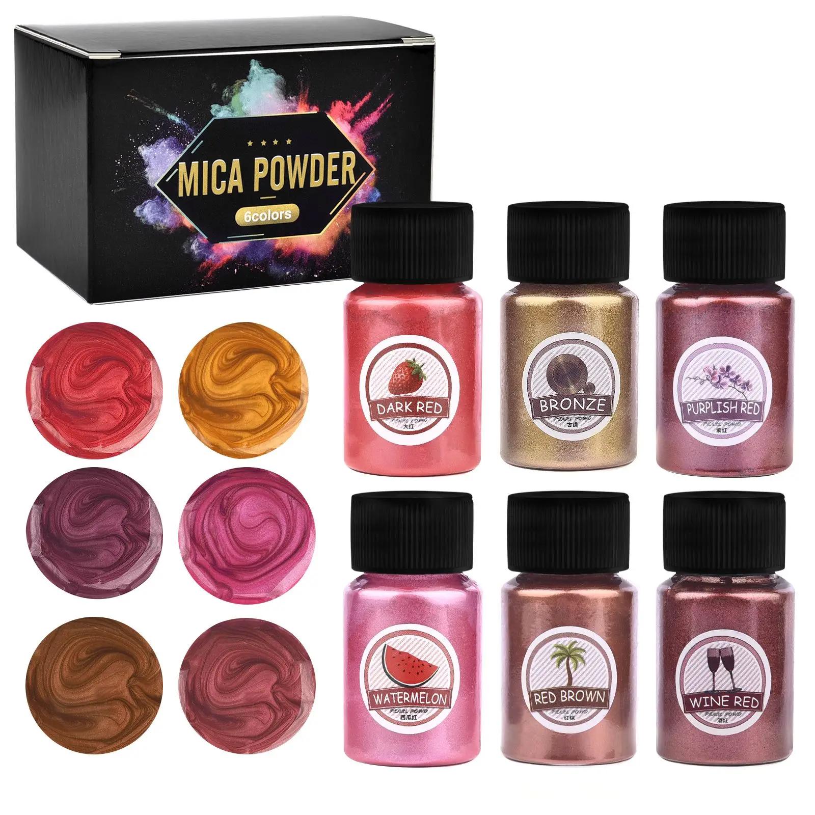 Natural Mica Pó Mineral para Fazer Jóias, Pigmento Perolado, DIY Epoxy Dye, Suprimentos de Maquiagem, 6 Cores por Conjunto - Image 1
