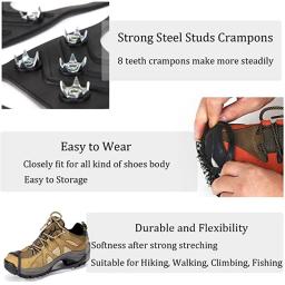 Pinça de gelo de 8 dentes para sapatos inverno ao ar livre antiderrapante caminhadas alpinismo gelo neve crampons antiderrapante capas de sapato - Image 4