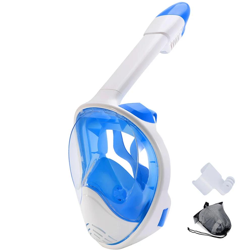 Máscara de snorkel facial completa com suporte para câmera, conjunto de snorkeling, anti-nevoeiro, vista panorâmica de 180 graus, mergulho para adultos e crianças - Image 2