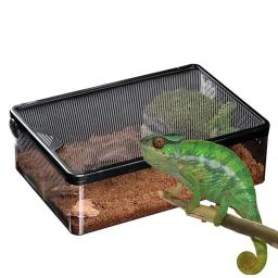 Caixas de alimentação transparentes para répteis, caixa de reprodução de répteis anfíbios, recipiente ventilado para incubação, tanques de terrário para répteis - Image 5