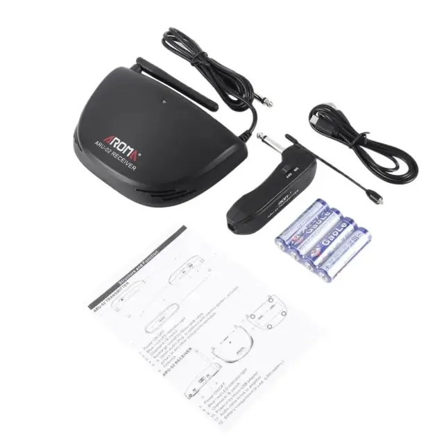 Sistema Transmissor e Receptor UHF Sem Fio Aroma-ARU-02 para Guitarra com Áudio Digital e Conexão USB para Baixo