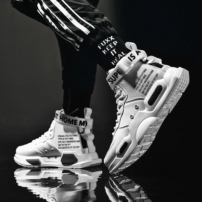 High Top Sneakers para homens, tênis, tendência de basquete, maré de elevação, tênis, frete grátis - Image 1
