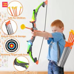 Arco e flecha Brinquedos Set para Crianças, Luz LED, Arco Flecha, Besta, Esportes ao ar livre, Ventosa, Alvo, Grandes Flechas Macias, Boy Shooting Toy Game - Image 2