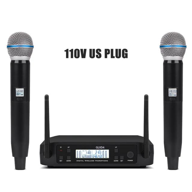 Sistema Microfone UHF Profissional GLXD4 GLXD24 2 Canais Dinâmico
