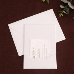 Convites elegantes personalizados do casamento com envelope do cartão do RSVP, bolso de carimbo quente, hardboard branco, cartões nupciais do chuveiro, 100 PCes - Image 2