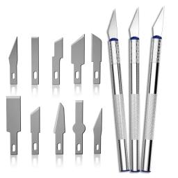 Escultura Metal Bisturi Faca, Faca Kit Ferramentas, Cortador De Papel De Madeira, Craft Pen, Gravura Suprimentos De Corte, DIY Stationery Utility Knife, 13pcs - Image 6
