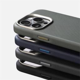 Liga de luxo lente quadro partícula couro do plutônio caso magnético para iphone 17 16 pro max 15 14 13 para magsafe capa carregamento sem fio - Image 1