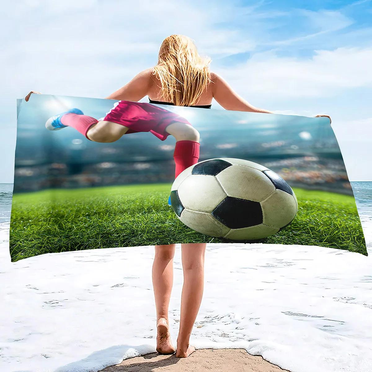 Toalha de praia do futebol, toalhas de praia para meninos, toalha do esporte dos meninos da toalha de futebol, toalhas personalizadas para a praia da piscina, toalha para o adolescente - Image 1