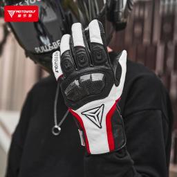 MOTOWOLF-Luvas De Motocicleta De Fibra De Carbono, Windproof, Prevenção De Quedas, Pele De Carneiro, Luva Touchable, 3Mcotton, Pelúcia, Ciclismo - Image 2