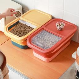 Recipiente De Armazenamento De Alimentos Dobrável Com Tampa, Recipiente De Alimento Dobrável Pet, Caixa De Vedação Hermética, Caixas De Armazenamento De Grãos De Cozinha, Cão e Gato - Image 3