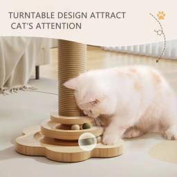 Arranhador de madeira para gatos Arranhador de sisal Brinquedos de mesa giratória Resistente ao desgaste Suprimentos de treinamento para gatos engraçados - Image 3