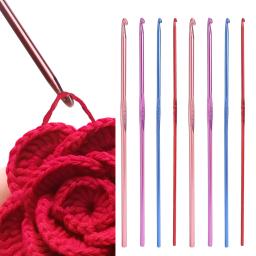 Alumínio Knitting Agulhas com Metal Handle, colorido Crochet Gancho, única cabeça, Yarn Crafts, DIY Vestuário, 8pcs - Image 2