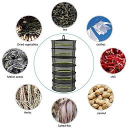 Rede de secagem para ervas e peixes, Cesta suspensa, Cremalheira seca dobrável, Saco secador de vegetais, Flores Plantas Organizador, 2, 4, 6, 8 camadas - Image 5