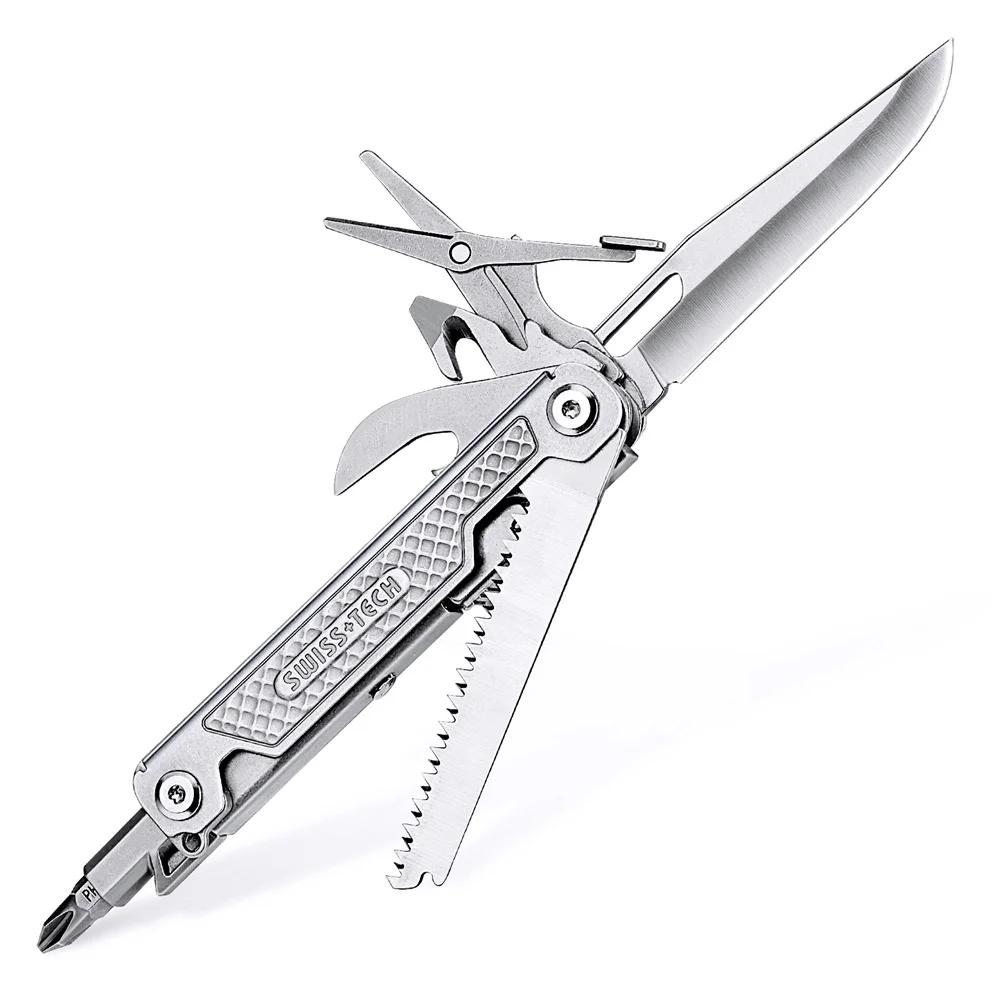 SWISS TECH-Mini Faca Dobrável Multitool, 11 em 1, EDC, Tático, Camping, Ferramentas de Sobrevivência, Canivete ao ar livre, Tesoura, Chave de fenda - Image 1