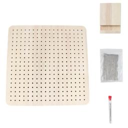 Kit de placa de bloqueio de crochê de bambu de madeira com pinos de haste de aço inoxidável para tricô de lã costura artesanato diy presentes práticos - Image 2