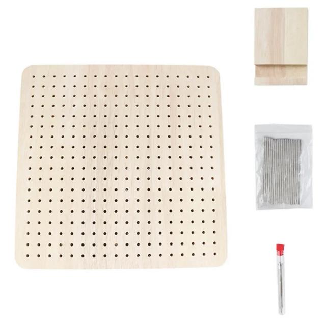 Conjunto de Placas de Bloqueio de Crochê em Bambu com Pinos de Aço Inoxidável para Tricô e Artesanato DIY