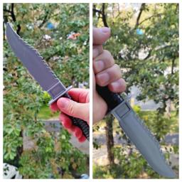 Alta qualidade falso faca realista adereços grito fantasma rosto faca de caça arma assassino cosplay prop traje acessório prata - Image 1