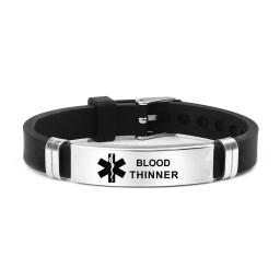 Pulseira de alerta médico gravável em aço inoxidável para homens e mulheres, jóias de silicone, diabetes, epilepsia, depressão, alergia - Image 6