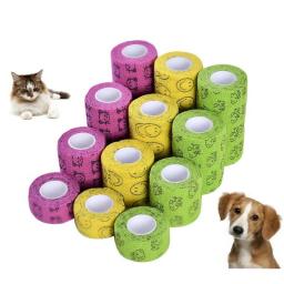 Atadura elástica autoadesiva médica 5cm x 4.8m para cães gatos pet esportes envoltório fita dedo joint joelho kit de primeiros socorros pet fita - Image 1