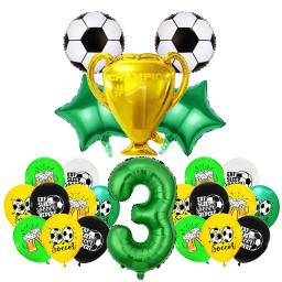 Futebol tema aniversário festa decoração, talheres set, kit balão, futebol, favores, banner, pano de fundo, copo, placa, menino, menina, criança - Image 5