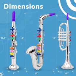Clarinete de vento e latão para crianças, Instrumentos musicais para crianças, 8 teclas codificadas coloridas, Ensinando canções - Image 2