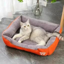 Canil quadrado de pelúcia para animais de estimação, sofá lavável para cães de médio e pequeno porte, cama macia para gatos, acessórios - Image 1