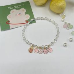 Animal de estimação gato e cão nome personalizado marca pingente pérola frisado colar colar gato decoração colar gato kit cão - Image 1