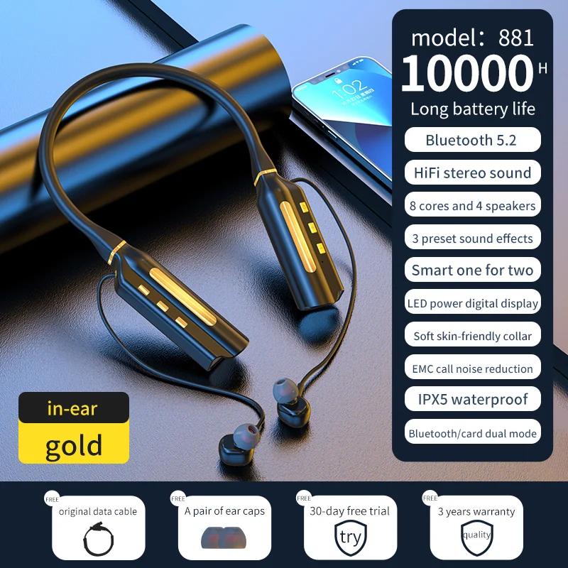 10000mah 10000 horas de reprodução sem fio bluetooth fones de ouvido magnético esportes correndo fone neckband esporte redução ruído - Image 1