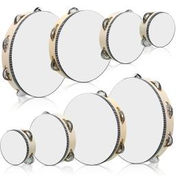 Instrumento de percussão de madeira para igreja concerto borda bege com jingles de metal, instrumento educativo musical, 1pc, 4 in, 6 in, 8 in, 10 in - Image 1