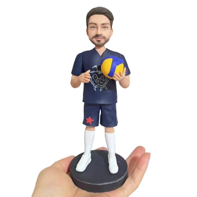 Estatuetas Personalizadas de Jogadores de Voleibol com Bola Fantasia - Bonecas Esportivas para Presentear e Lembrar - Modelo BR515