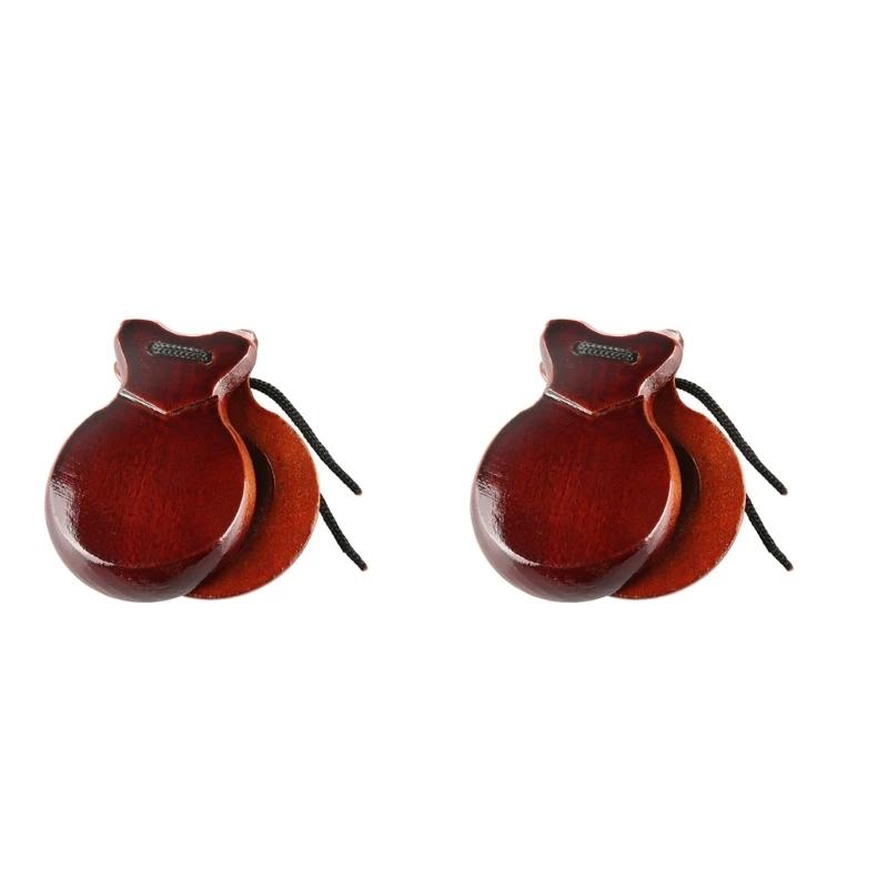 Castanholas dança flamenca com corda, instrumento musical orff, 2 peças - Image 1