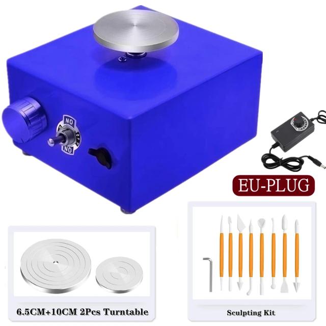 Mini Roda de Cerâmica Elétrica para DIY: Ferramentas para Artesanato e Escultura em Argila, Turntables de 6.5 e 10 cm