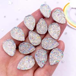 20 peças resina ab brilhante 13*18mm gota superfície irregular minério cristal gema flatback strass ornamento diy apliques de casamento artesanato w46 - Image 3