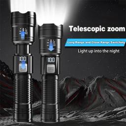 Lanternas led recarregáveis portáteis de alta potência militar tático lanterna telescópica zoom tocha lâmpada acampamento ao ar livre pesca - Image 6
