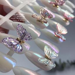 5pcs Da Arte Do Prego 2022 Novo 3d Borboletas Tendência Partes Kawaii Decoração Lantejoulas Rhinestone Glitter Encantos Pixie Japonês ネイルデコレーション - Image 5