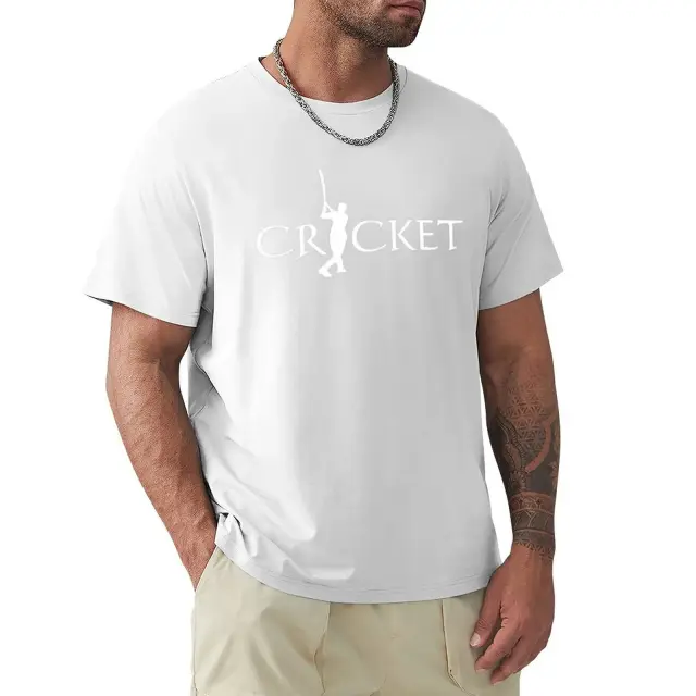 T-shirt Masculina de Críquete Preta Plus Size com Estilo Elegante