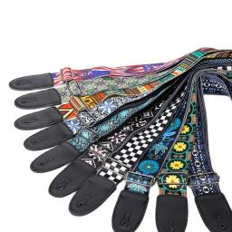 Correia de guitarra multi estilo para guitarra acústica, Correias de impressão coloridas ajustáveis, baixo elétrico - Image 1