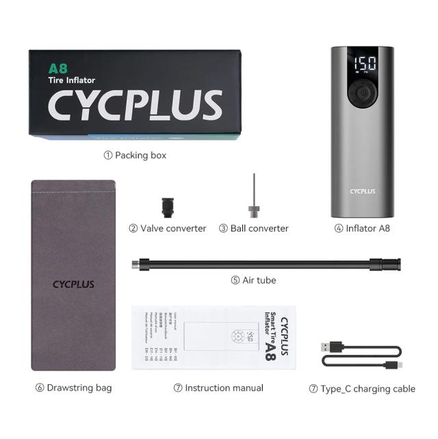 Bomba Elétrica de Alta Pressão Cycplus para Bicicletas e Veículos - 150 PSI, Ideal Para Ciclismo e Motociclismo