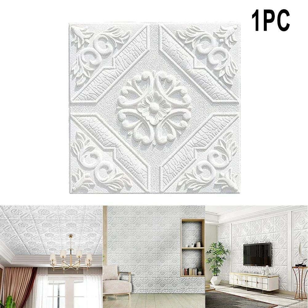 1 e 10 * papel de parede 3d adesivos de parede auto-adesivo painel de espuma decoração de casa fácil de remover para sala de estar quarto teto tv arte de parede - Image 1