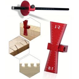 Marcação de madeira para 1:5 1:8-medidor de marcação de roda, guia de gabarito de cauda de andorinha, ferramenta de inscrição de liga de alumínio, régua de escala de polegada/mm - Image 1