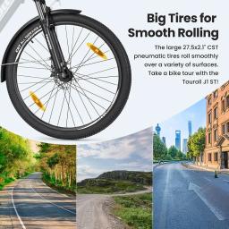 Touroll-Bicicletas Elétricas com Freio a Disco, Trekking E-Bike, Motor 250W, Bateria 15.6Ah, Pneu 27,5 ", 25 kmph, Velocidade, Mecânica, Freio, E-Brake - Image 3