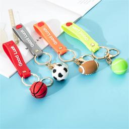 Boa sorte silicone carta chaveiro futebol basquete rugby tênis chaveiros para fãs de esportes presente acessórios - Image 3